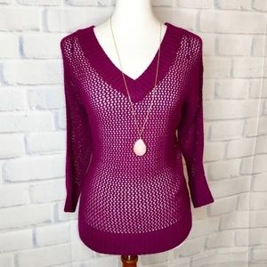 Express V-neck Open Knit Sweater